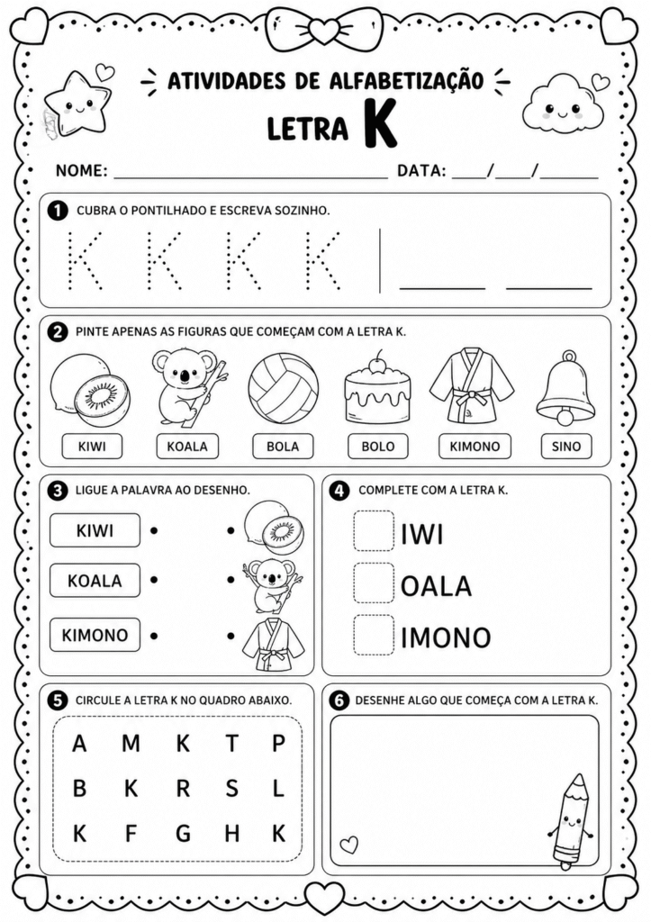 Atividades para educação infantil: atividade de alfabetização letra K 1 Atividades para educacao infantil atividade de alfabetizacao letra K